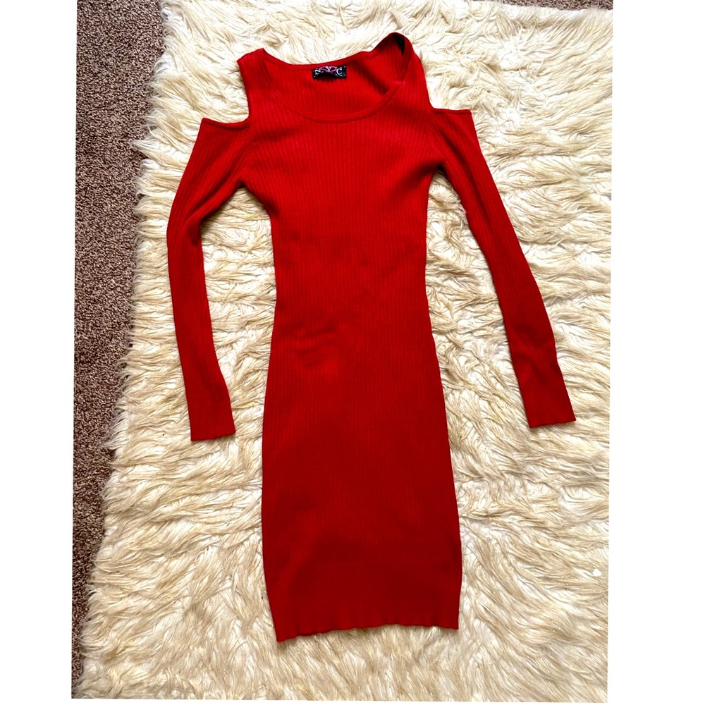 NYC rust long sleeve sweater dress